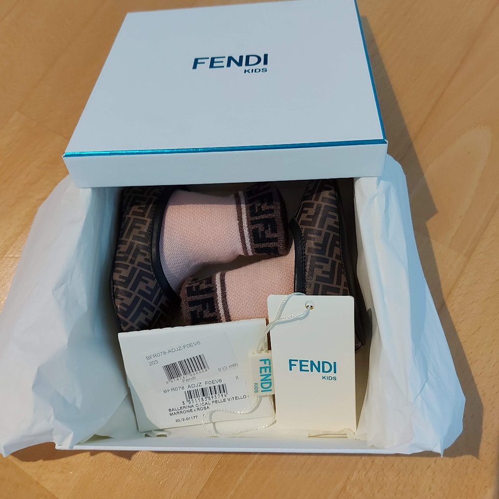 Adorable Fendi baby socks/booties! All original tags and box still included.